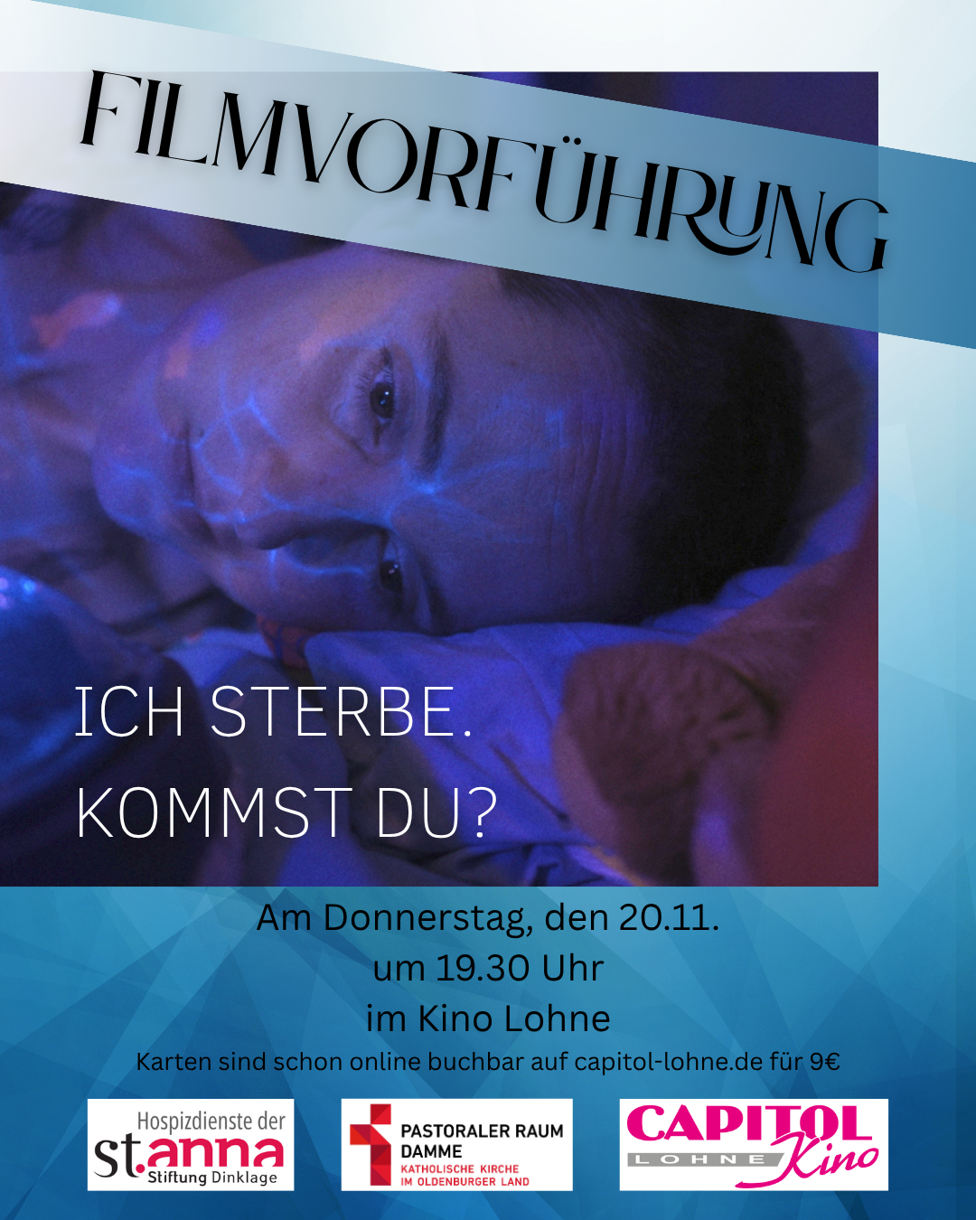 Plakat zur Aktion mit den entsprechenden Informationen. Im Hintergrund ist eine liegende Person abgebildet.